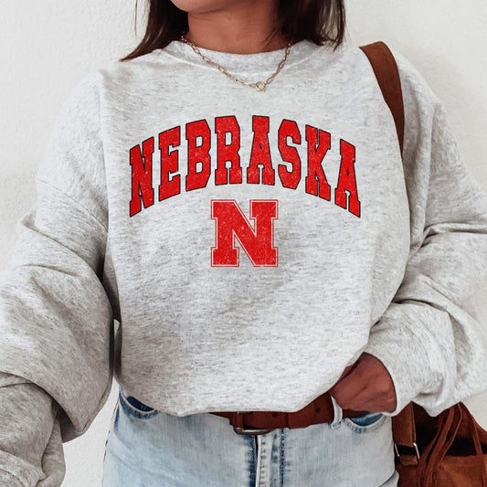 Nebraska Cornhuskers Vintage Football NCAA Trendy Sweatshirt, University of Nebraska Unisex Football NCAA Shirt, Gift For Men, Gift For Girls, Crewnec