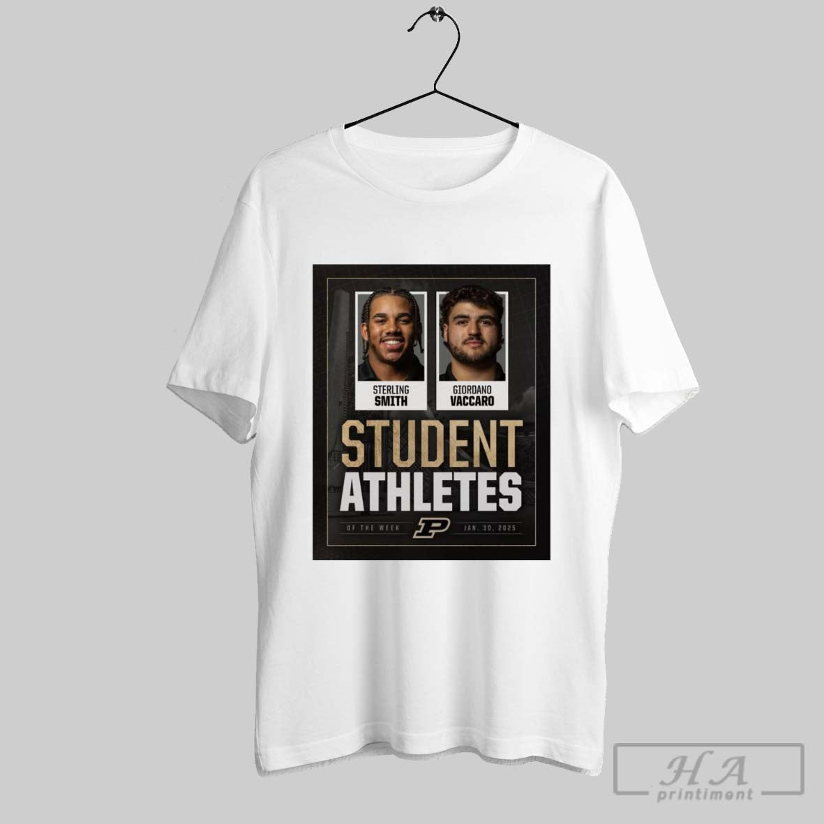 Sterling Smith Giordano Vaccaro Student Athletes Of The Week Jan 30 2025 Purdue Boilermakers Football Poster T Shirt