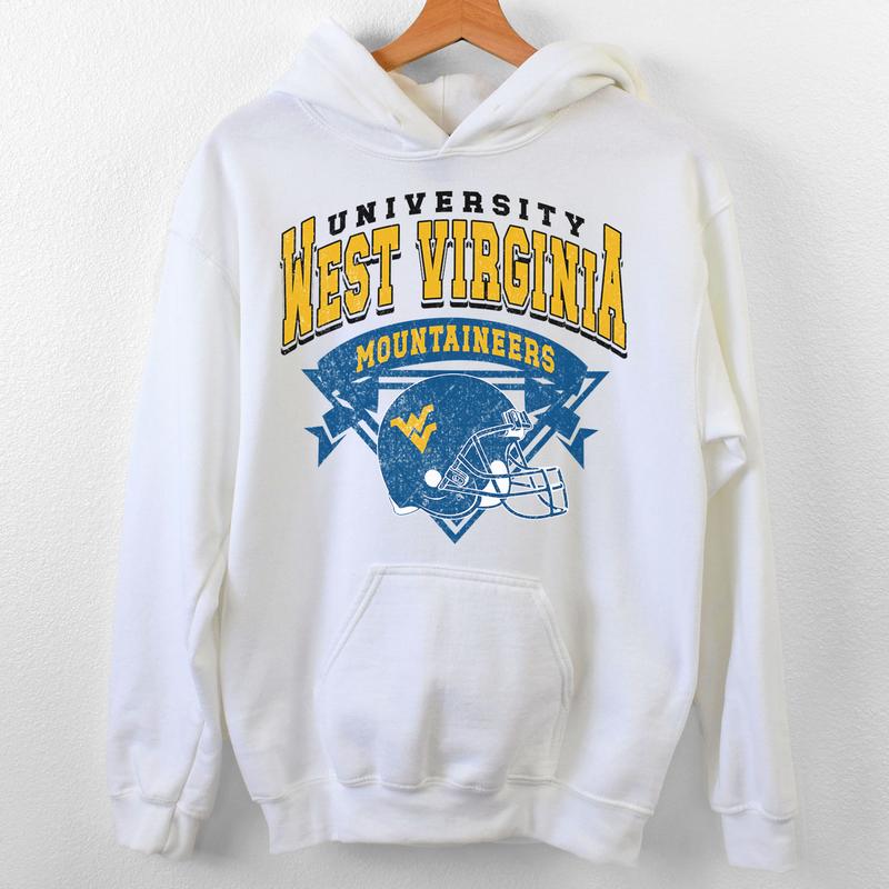 West Virginia Mountaineers Vintage Football NCAA Sweatshirt - Tshirt - Hoodie, West Virginia University Unisex Football NCAA Shirt, Unisex Vintage NCAA Shirt, Classic Football Shirt, Gifts For Football Fan Sport, Cotton, Sweatshirt,Casual Clothing