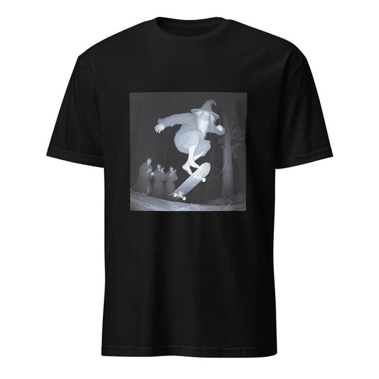 Gandalf Skateboarding T-shirt, Gandalf Skating In The Woods Sweatshirt Hoodie, Lord Of The Rings Funny Meme Tee, Gandalf Skating Doing Kickflip Shirt