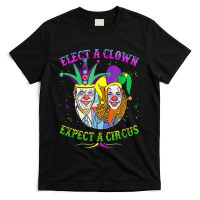 Elect A Clown Expect A Circus Funny Anti Biden Mardi Gras T-Shirt
