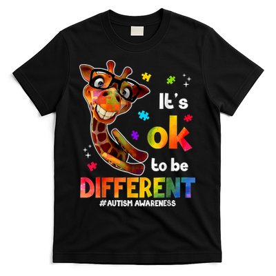 Funny Autism Awareness Its Ok To Be Different Giraffe T-Shirt