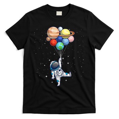 Funny Astronaut With Planets In Hand T-Shirt