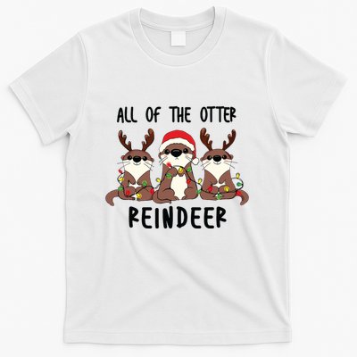 Funny Christmas Otters Cute All Of The Otter Reindeer T-Shirt
