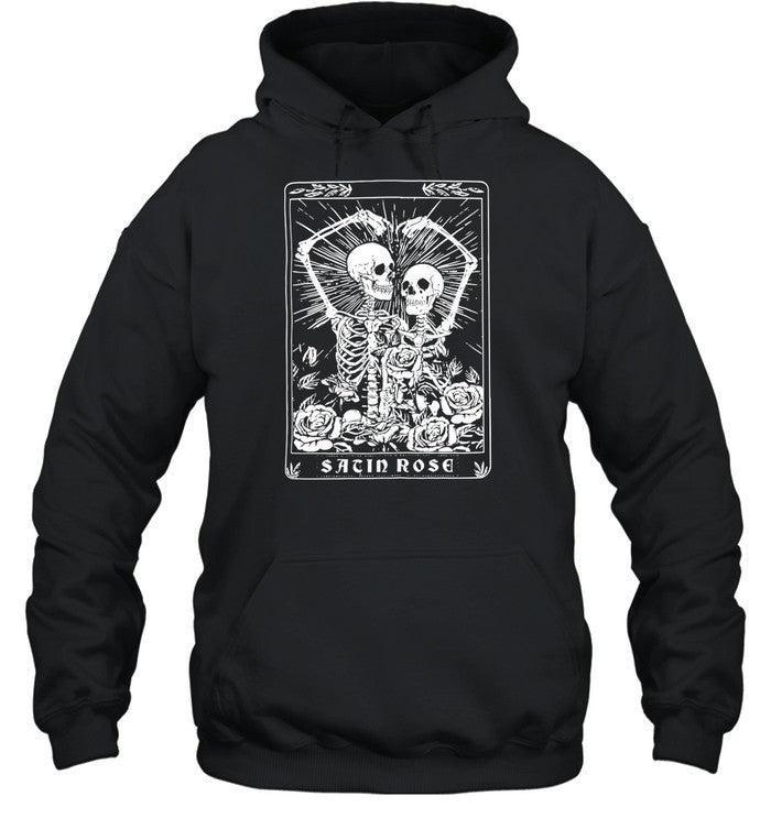 Coolane Skeleton & Letter Graphic Thermal Lined Sacin Rose Hoodie