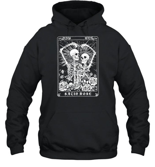 Coolane Skeleton & Letter Graphic Thermal Lined Sacin Rose Hoodie
