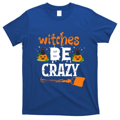 Funny Halloween Witches Be Crazy Pumpkin Cat Lover Cool Gift T-Shirt