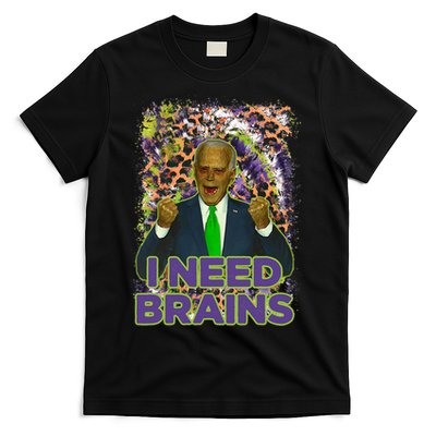 Funny Joe Biden Zombie I Need Brains Anti Liberals Halloween T-Shirt