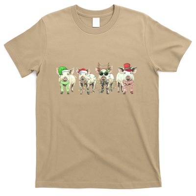 Funny Pigs Christmas Lights Pigs Merry Christmas T-Shirt