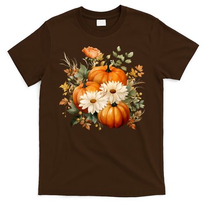 Fall Pumpkin Floral Holiday T-Shirt