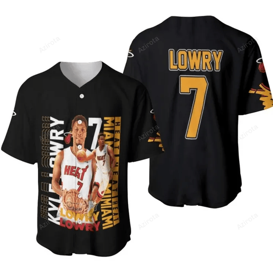 Miami Heat Kyle Lowry 7 Nba The Greatest Player Of All The Time Black 3D Designed Baseball Jersey Nba Gift For Fans