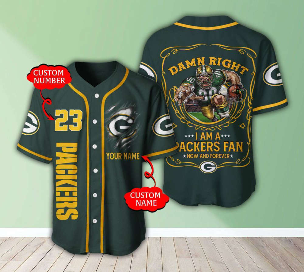 Green Bay Packers Personalized Baseball Jersey - lylyprint.com