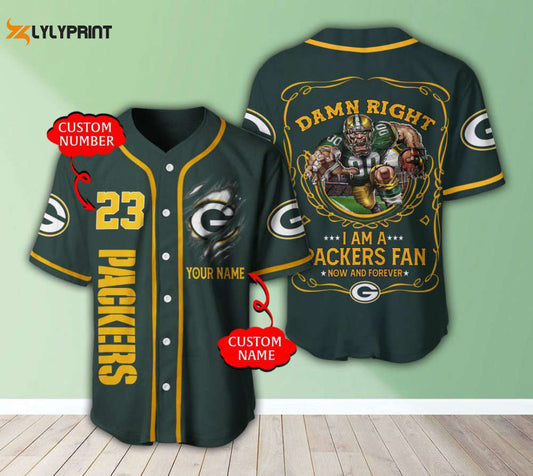 Green Bay Packers Personalized Baseball Jersey - lylyprint.com