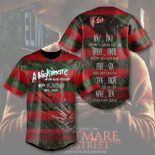 Halloween A Nightmare On Elm Street Freddy Kruger Baseball Jersey