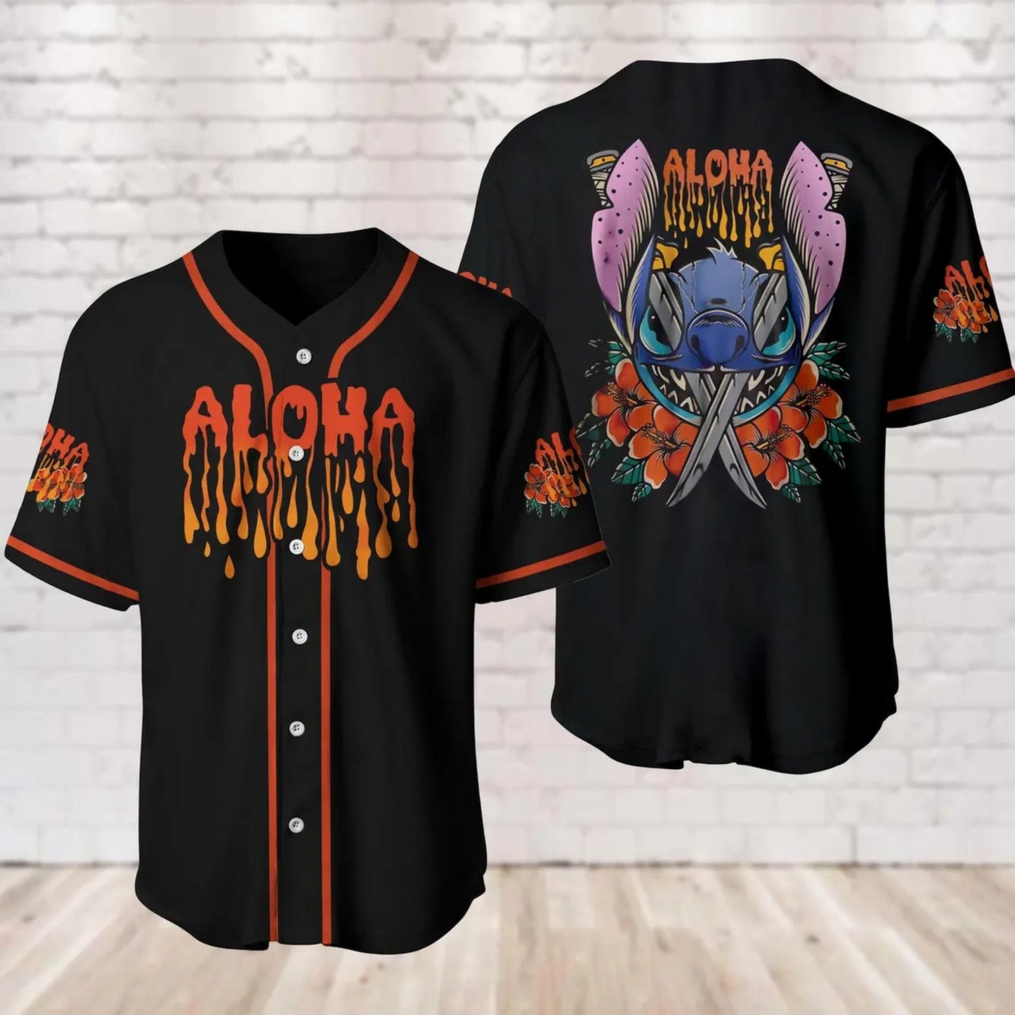 Halloween Lilo &amp; Stitch Black Baseball Jersey