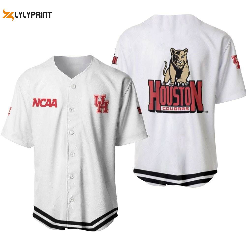 Houston Cougars Classic White With Mascot Gift For Houston Cougars Fans Baseball Jersey Gifts for Fans - lylyprint.com