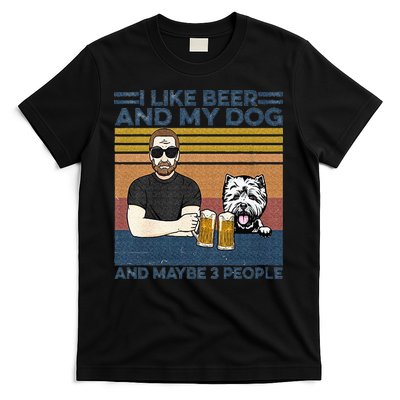 I Like Beer My Dog And Maybe 3 People Funny Dog Lovers Gift T-Shirt
