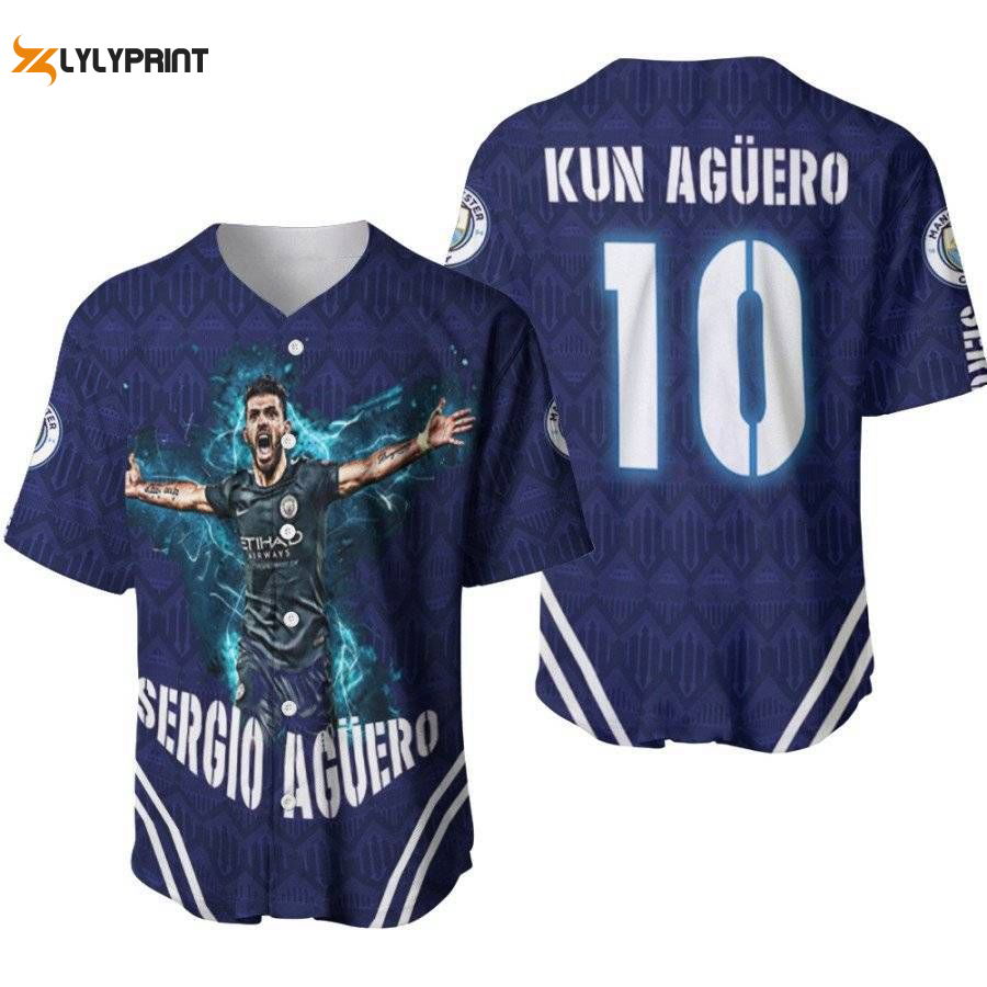 Kun Aguero 10 Sergio Aguero Goal Moment Manchester City Designed Allover Gift For Aguero Fans Baseball Jersey Gifts for Fans - lylyprint.com