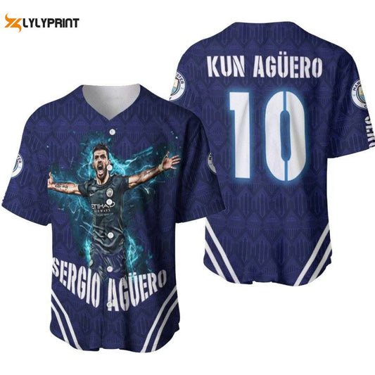 Kun Aguero 10 Sergio Aguero Goal Moment Manchester City Designed Allover Gift For Aguero Fans Baseball Jersey Gifts for Fans - lylyprint.com