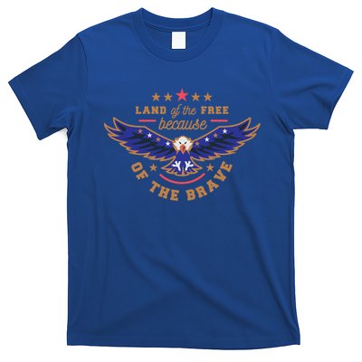 Land Of Free Because Of The Brave Usa Eagle Cool Gift T-Shirt