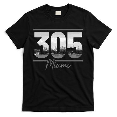 Miami 305 Area Code Skyline Florida Vintage T-Shirt