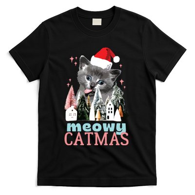 Meowy Catmas Funny Christmas Cat Meme Ugly Xmas Gift Cute T-Shirt