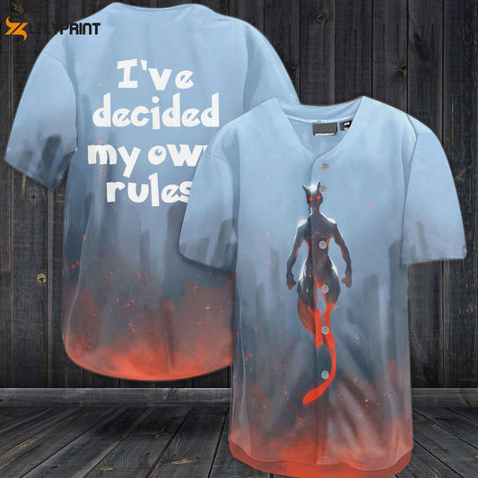 Mewtwo I've Decided My Own Rules All Over Print 3D Baseball Jersey - lylyprint.com