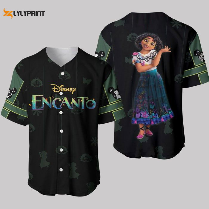 Mirabel Madrigal Encanto Black Green Pattern Disney Unisex Cartoon Graphic Casual Outfit Custom Baseball Jersey Gifts for Fans - lylyprint.com