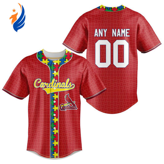 MLB St. Louis Cardinals Mix Grateful Dead | Specialized Baseball Jersey Fearless Aganst Autism Gift for Men Women - Bafud