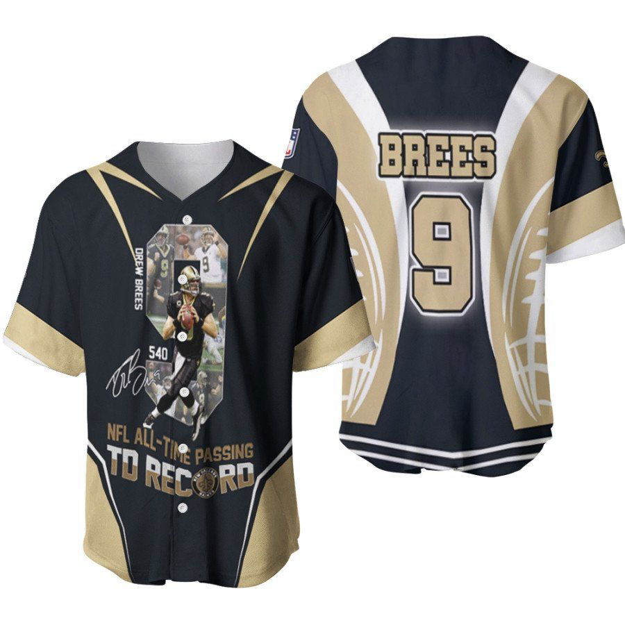 New Orleans Saints Drew Brees Touchdowns All Time Passing Td Record Signed Designed Allover Gift For Saints Fans Baseball Jersey Gifts for Fans - lylyprint.com