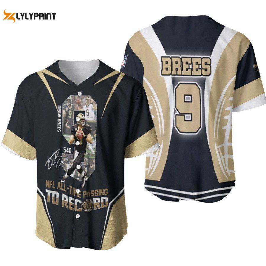 New Orleans Saints Drew Brees Touchdowns All Time Passing Td Record Signed Designed Allover Gift For Saints Fans Baseball Jersey Gifts for Fans - lylyprint.com