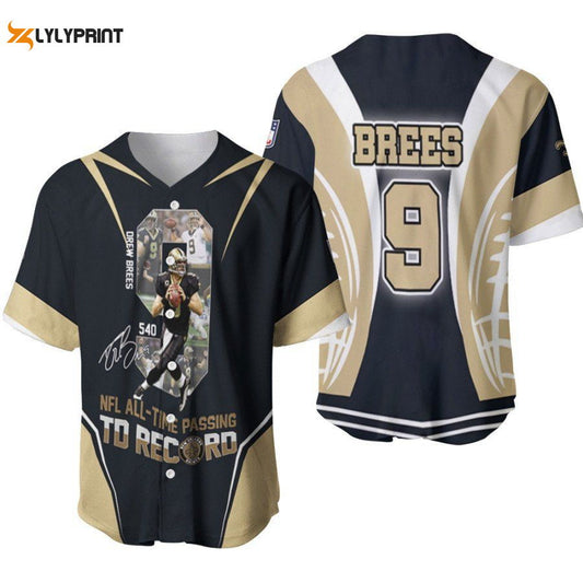 New Orleans Saints Drew Brees Touchdowns All Time Passing Td Record Signed Designed Allover Gift For Saints Fans Baseball Jersey Gifts for Fans - lylyprint.com