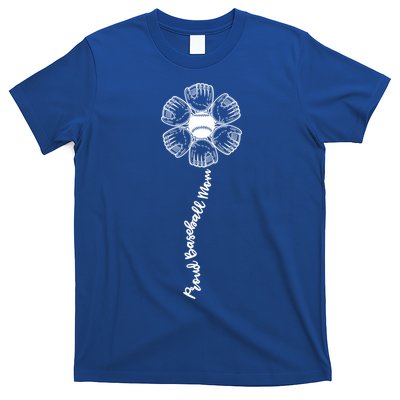 Proud Baseball Mom Cute Sunflower Flower Mothers Day Cool Funny Gift T-Shirt