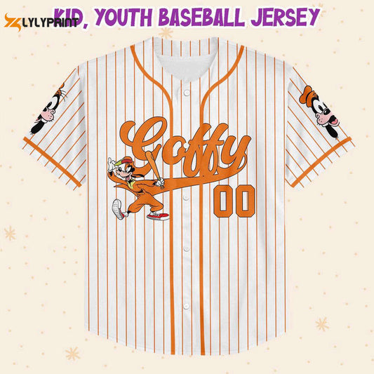 Personalize Disney Goofy Play Baseball Orange Baseball Jersey For Men Women - lylyprint.com