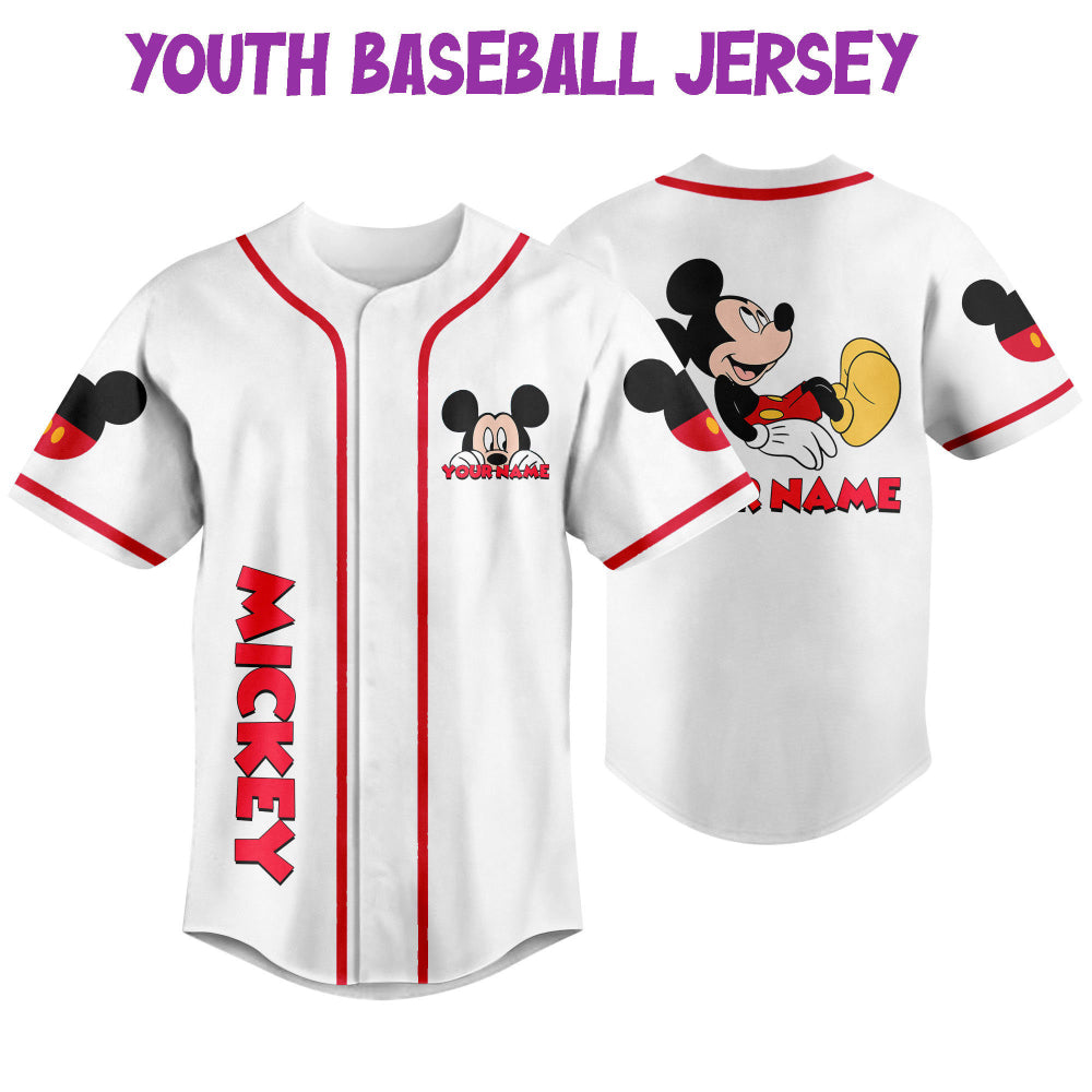 Personalize Mickey Smile Jersey: Disney Baseball Tee Perfect Gift for Fans Magic Kingdom Birthday Present - Bafud