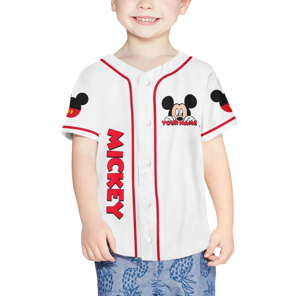 Personalize Mickey Smile Jersey: Disney Baseball Tee Perfect Gift for Fans Magic Kingdom Birthday Present - Bafud