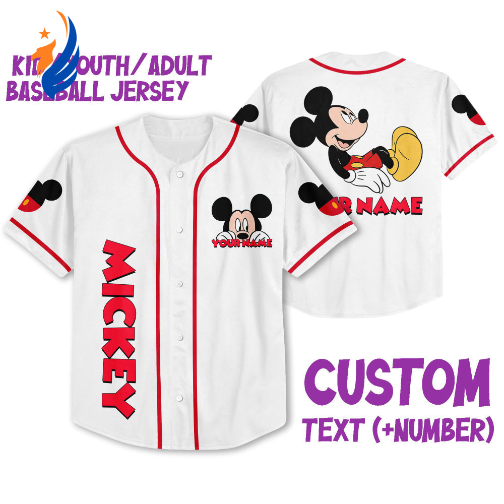 Personalize Mickey Smile Jersey: Disney Baseball Tee Perfect Gift for Fans Magic Kingdom Birthday Present - Bafud