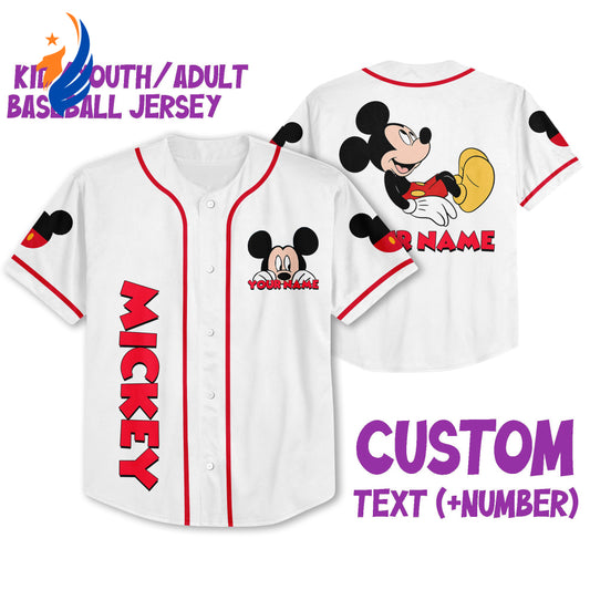 Personalize Mickey Smile Jersey: Disney Baseball Tee Perfect Gift for Fans Magic Kingdom Birthday Present - Bafud