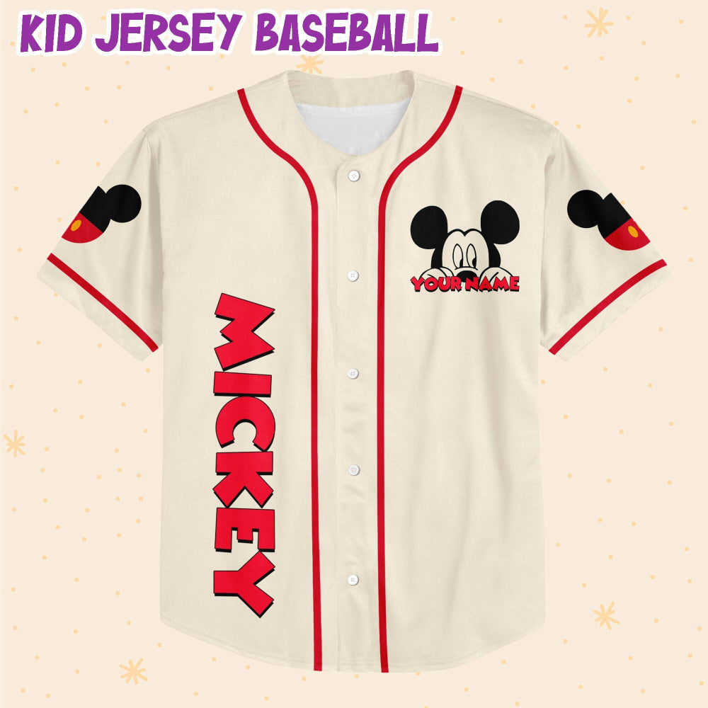 Custom Disney Baseball Shirts for Kids Youth & Adults - Personalized Mickey Cute Baseball Jersey - Bafud