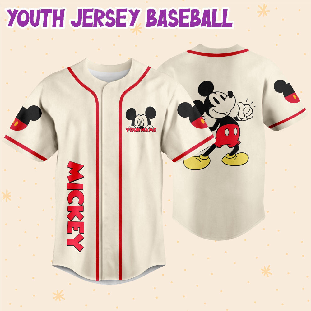 Custom Disney Baseball Shirts for Kids Youth & Adults - Personalized Mickey Cute Baseball Jersey - Bafud