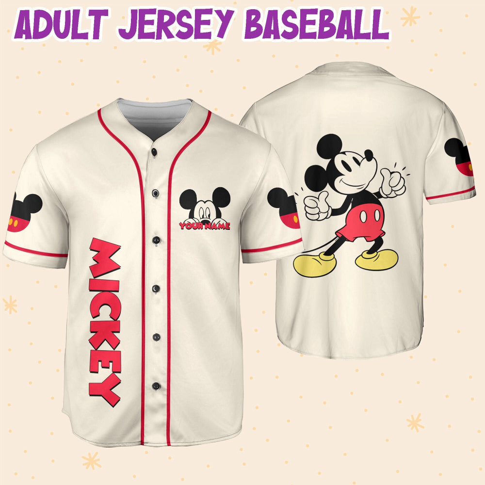 Custom Disney Baseball Shirts for Kids Youth & Adults - Personalized Mickey Cute Baseball Jersey - Bafud