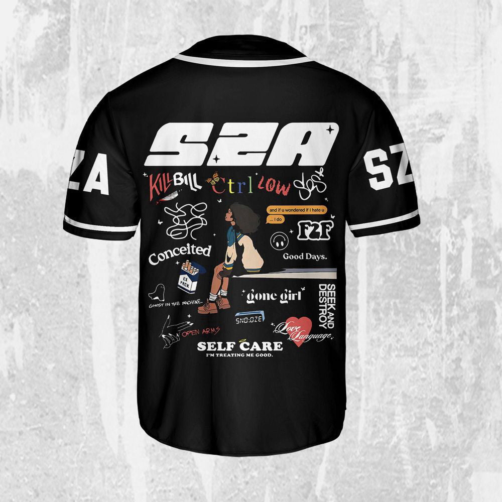 Personalize SZA SOS Black And White Jersey, Sza Baseball Jersey, SOS New Album - lylyprint.com