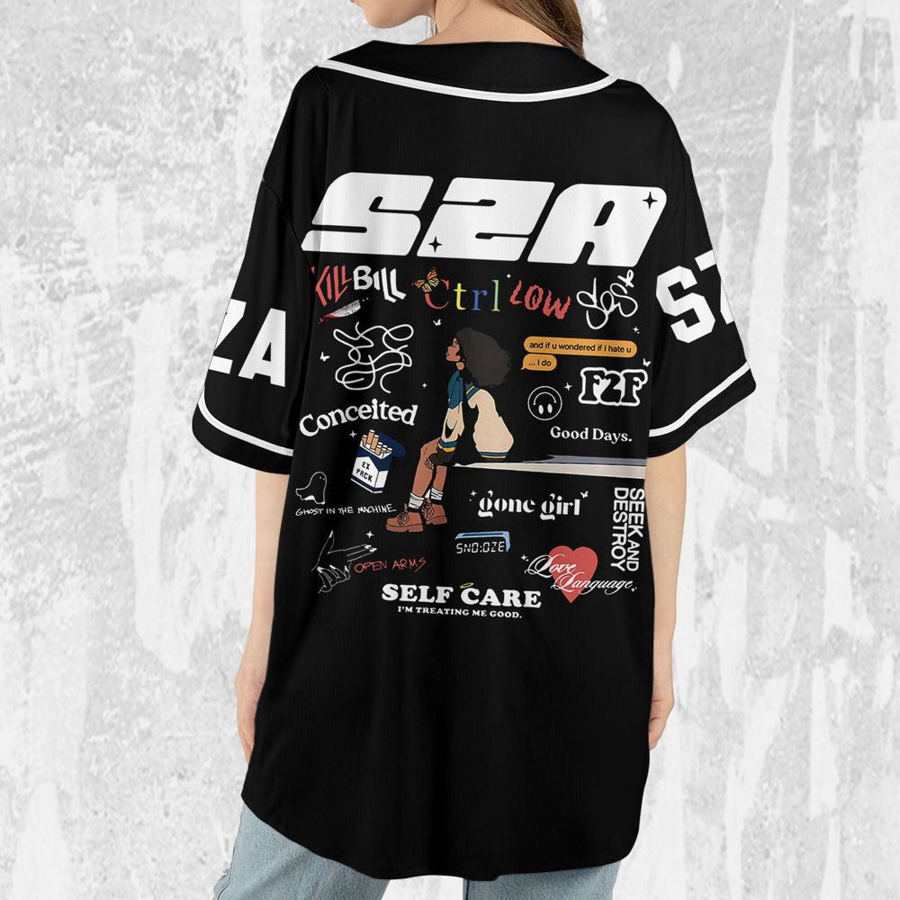 Personalize SZA SOS Black And White Jersey, Sza Baseball Jersey, SOS New Album - lylyprint.com