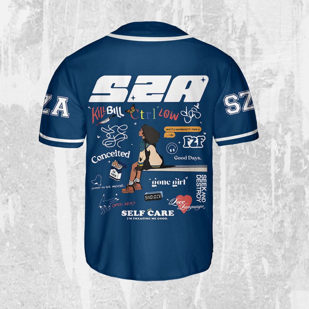 Personalize SZA SOS Blue Jersey, Sza Baseball Jersey, SOS New Album - lylyprint.com