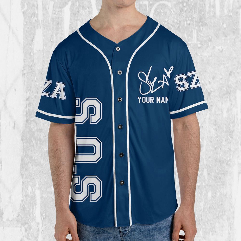 Personalize SZA SOS Blue Jersey, Sza Baseball Jersey, SOS New Album - lylyprint.com