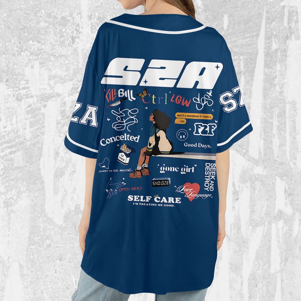 Personalize SZA SOS Blue Jersey, Sza Baseball Jersey, SOS New Album - lylyprint.com