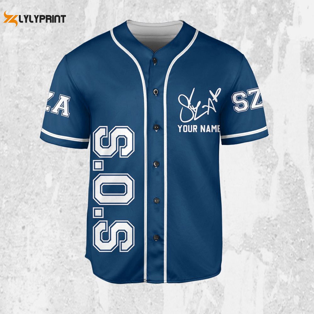 Personalize SZA SOS Blue Jersey, Sza Baseball Jersey, SOS New Album - lylyprint.com