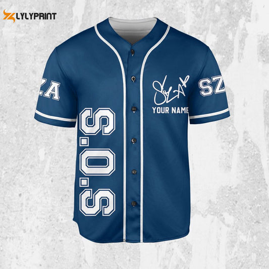 Personalize SZA SOS Blue Jersey, Sza Baseball Jersey, SOS New Album - lylyprint.com