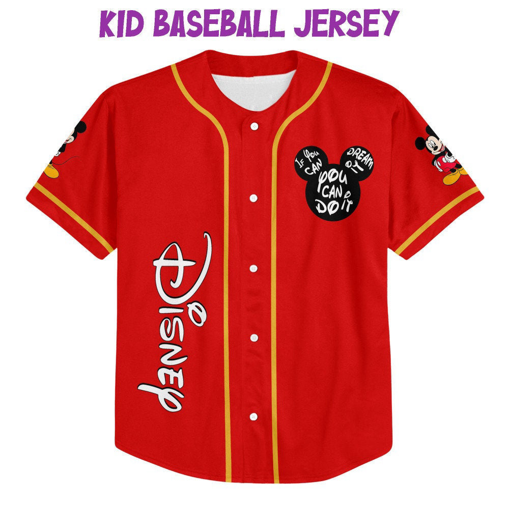 Vintage Disney Mickey Baseball Jersey: Personalize & Inspire with If You Can Dream It You Can Do It – Perfect Disney Gifts! - Bafud