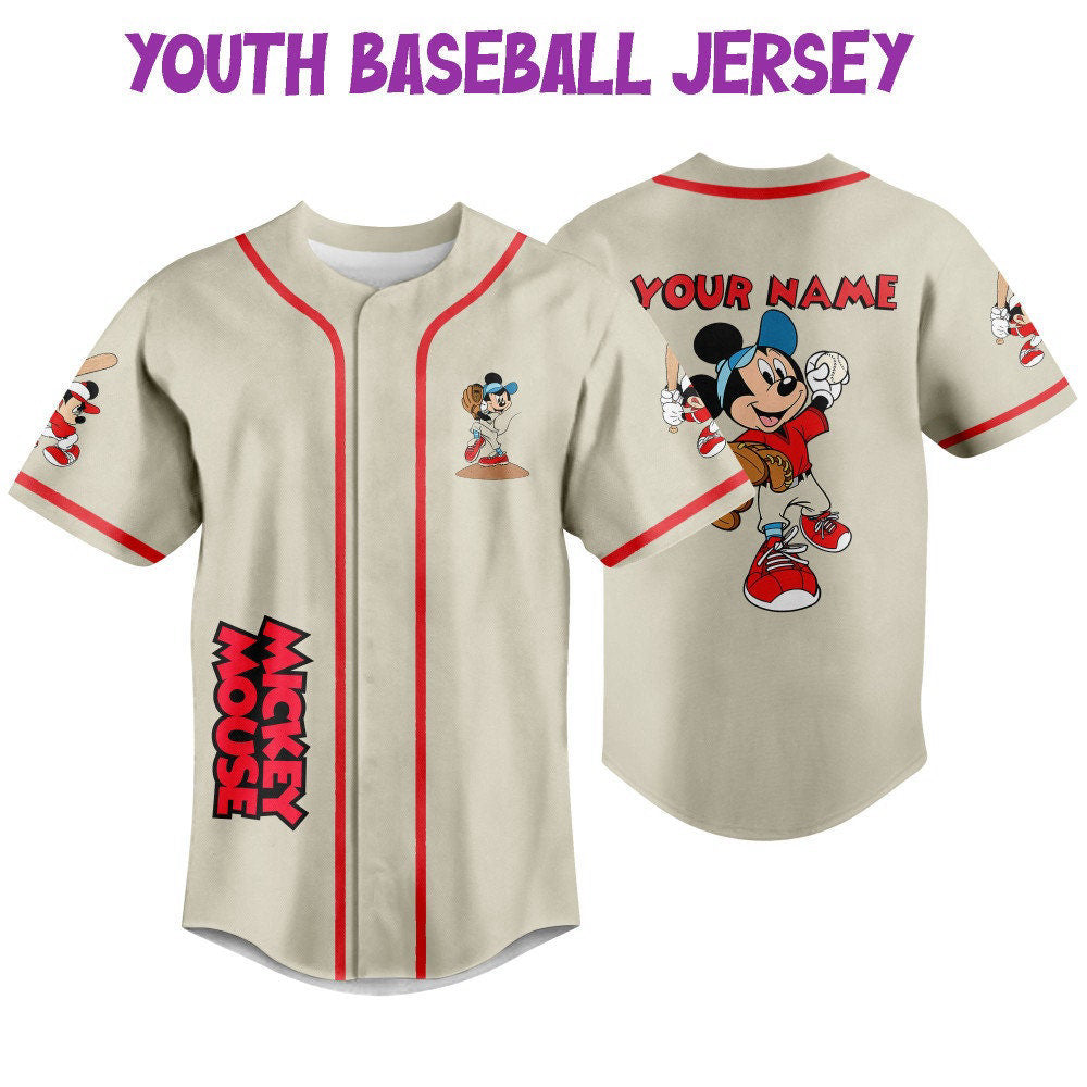 Vintage Disney Mickey Mouse Baseball Jersey: Personalized Sports Gift for Fans - Bafud